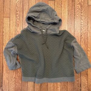 Quilted Olive Crop Hoodie